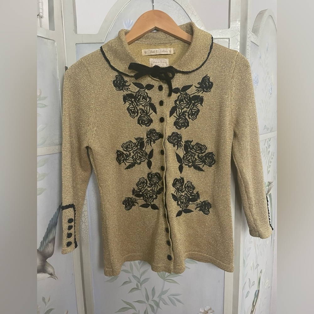 Gold Lame Dita Von Teese and Wheelsanddollbaby cardigan